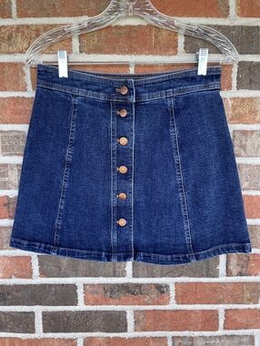 Madewell Dark Blue Button-Front Denim Mini Skirt Size 4